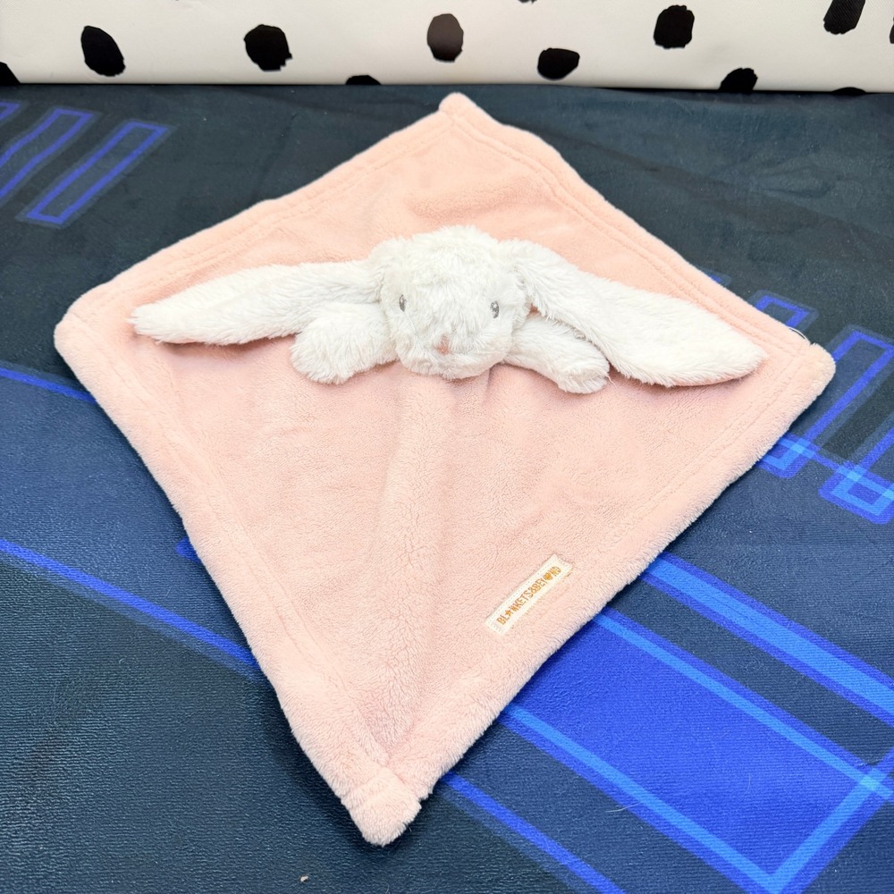 Blankets & Beyond Security Blanket Baby Pink White Bunny Rabbit Plush Lovey